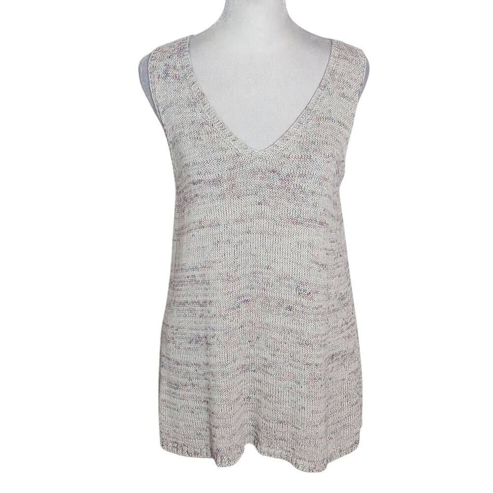 J. Jill Gray and Pink Knit Sweater Tank Top Size Small Petite Gray Sweater Tank